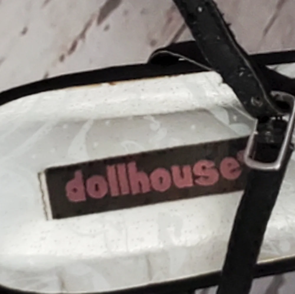 Dollhouse Pedalz black satin platform sandals size 8